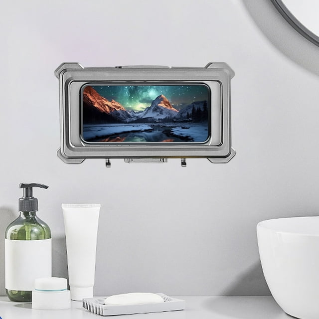 Toilet Cell Phone Holder, Waterproof Bathroom Storage Box, Kitchen Organizer Shelf, Durable Plastic, Easy Installation, Modern Design, for Home Use, Hands-Free Access, Cell Phone Stand, Akmoler