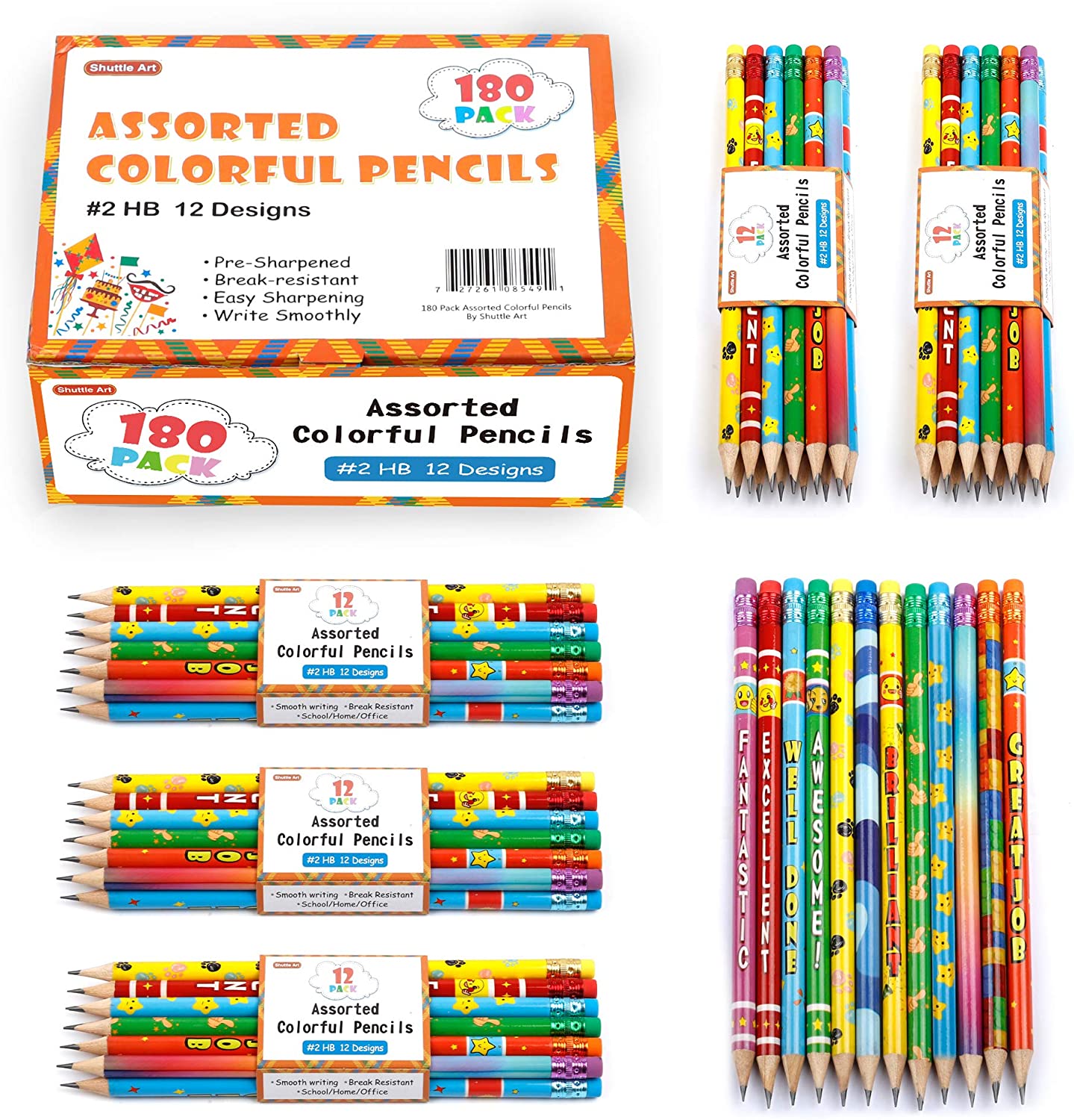 Shuttle Art Colored Pencils, 180-Count with 12 Designs photo 6
