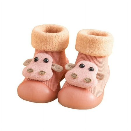 

Lovskoo Newborn Infant Toddler Baby Shoes Boys Girls Non-Slip 3Months-3Years Floor Socks Shoes Indoor Shoes Cute Winter Warm Children Socks Booties First Walking Shoes Pink