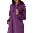 thumbnail image 3 of DYMADE Women Hooded Pockets Knee Length Sweater Casual Dress, 3 of 4