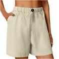 thumbnail image 1 of Baodmurt Mid Waist Shorts for Women Drawstring for Holiday, Beige 3XL, 1 of 5
