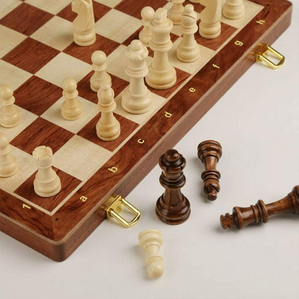 Juego De Ajedrez De Madera De 20 Cm Con Tablero Plegable – Set Clásico De Viaje Con Piezas Talladas A Mano