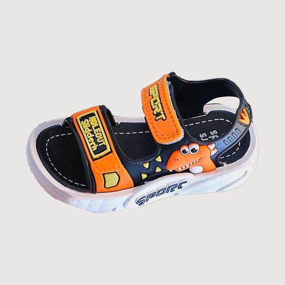 Gyujnb Girls Open Toe Sandals, Lightweight Breathable Dinosaur Detail Summer Shoes (Toddler, Little Girls),4-4.5 Years