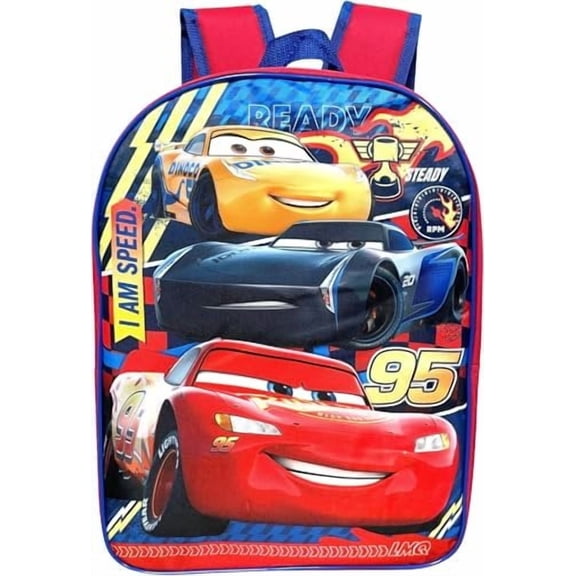 Ruz Cars Lightning McQueen Kid's 15" School Backpack Cars I am Speed