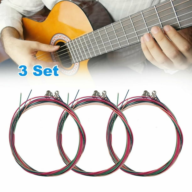3 Sets of 6pcs Colorful Acoustic Guitar Strings 1st-6th String Steel Strings