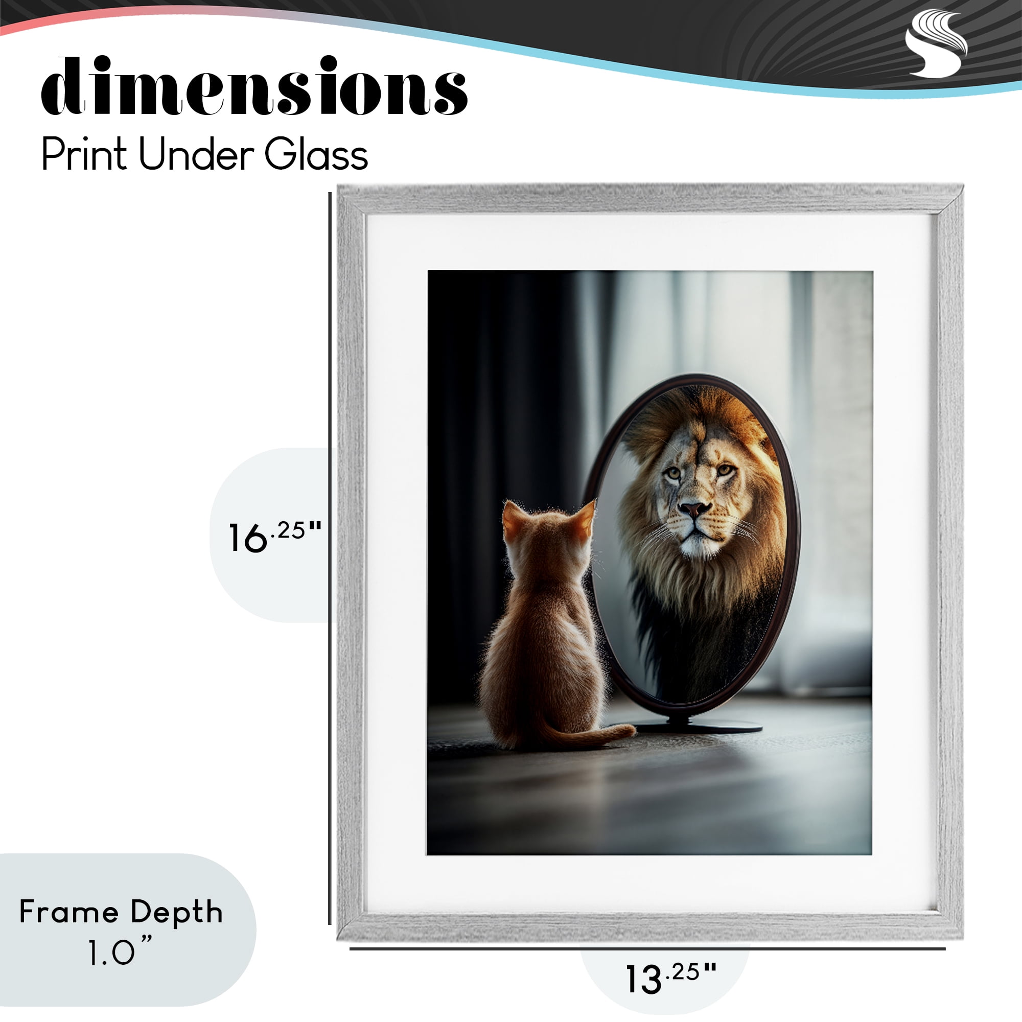 Stupell Industries Kitten Becomes Lion Illusion Gray Framed Print Under Glass, design by Scott Stulberg