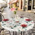 thumbnail image 6 of Christmas Round Tablecloth for 36-44 Inch Tables,Fitted Table Cover with Elastic Edge,Xmas Botanical Floral Farmhouse Watercolor Waterproof Outdoor Table Cloth Protector for Patio Garden Dinner, 6 of 9