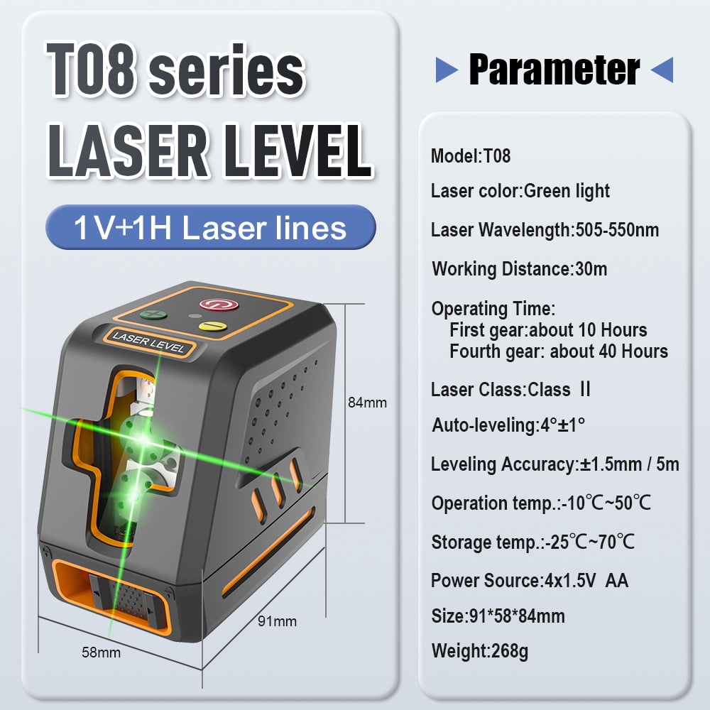 BOAYAL Laser Level 30M 98ft Self Leveling, Green Beam with Battery, Horizontal / Vertical /Cross Line for Picture Hanging Tile Home DIY Construction