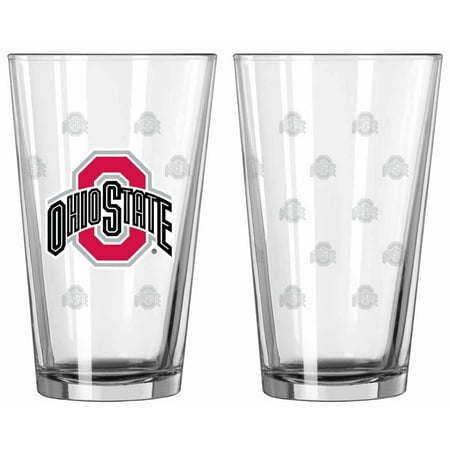 Ohio State Buckeyes Stained Glass - Ohio State Buckeyes Satin Etch Pint Glass Set