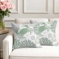 thumbnail image 3 of Set of 2 Summer Pillow Covers 20x20 Inch, Sage Green Crab Coral Seashell Nautical Coastal Ocean Decorative Throw Pillow Cases Cotton Cushion Covers for Sofa Couch Bed Living Room Bedroom Home Decor, 3 of 9