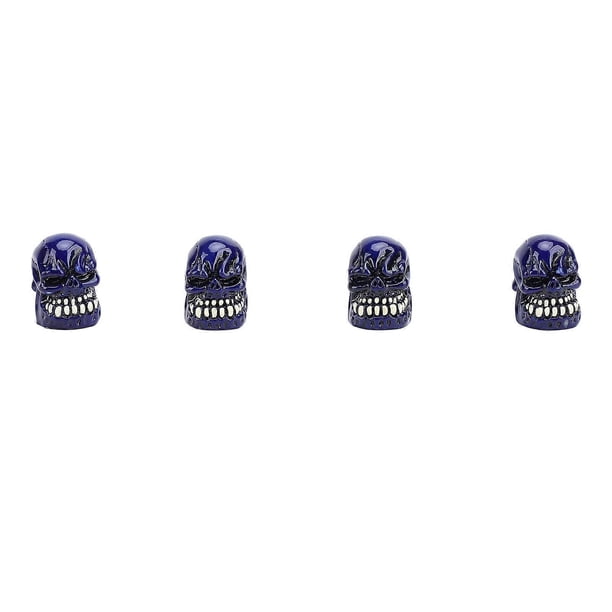 4 Pcs Skull Valve Stem Caps Blue Car Wheel Tires Valve Stem Caps Universal for Car Truck Bike Motorcycle
