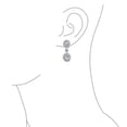 thumbnail image 3 of Crown Halo Oval CZ Prom Statement Dangle Earrings Silver Plated, 3 of 7