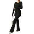thumbnail image 3 of LilyLLL Womens Ribbed Knit Tracksuit Set Long Sleeve Tops Jogger Pants Loungewear, 3 of 4