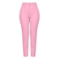 thumbnail image 5 of hlysgo Women's Casual Dress Pants Pleated Elastic Waist Soft Fitness Trousers Work Business Officewear Pant with Pockets Pink,S, 5 of 5
