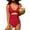 Red, variant on Charmo Womens V Neck One Piece Swimsuit High Cut Backless Cut Out Bathing Suits Swimwear
