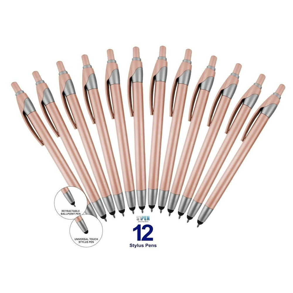 12 Pack Pink Stylus with Ball Point Pen for iPad Mini, iPad 2/3, New