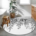 thumbnail image 4 of Round Area Rug 3.3 Ft, Eucalyptus Leaves Washable Non-Slip Circle Carpet for Living Room/Bedroom, Black Grey Summer Botanical Weeping Low-Profile Small Kitchen Mats Collection Rugs for Indoor, 4 of 7