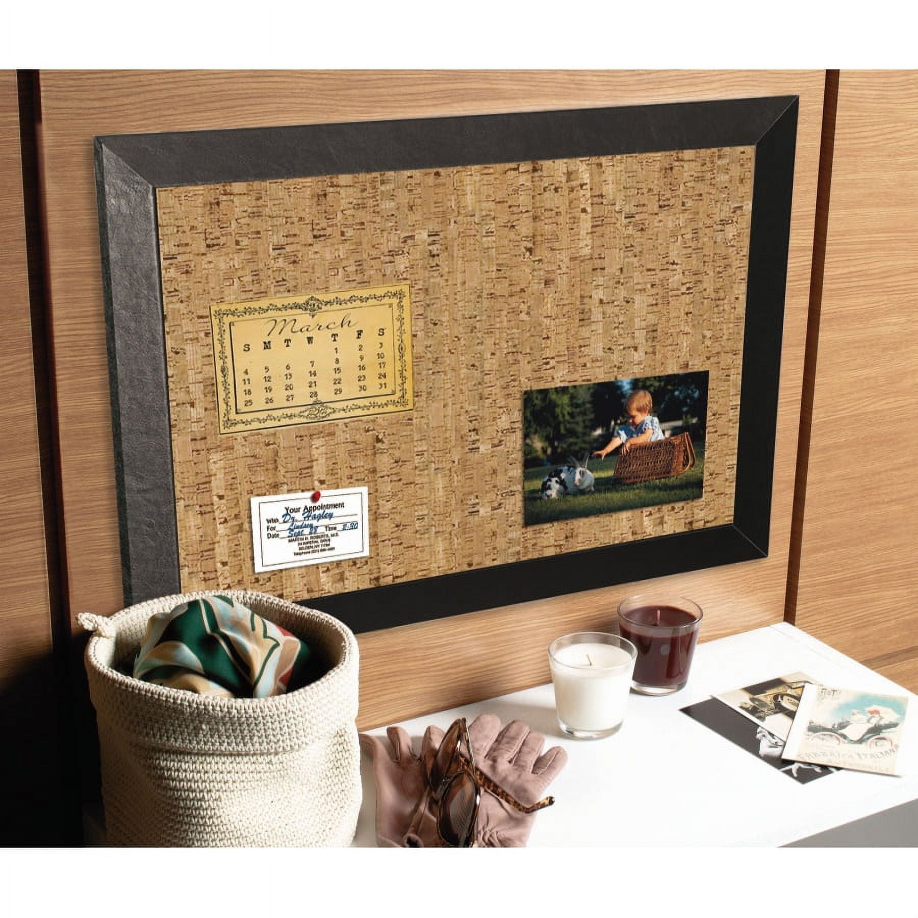 Kamashi Cork Bulletin Board, Black MDF Frame, 18" X 24"