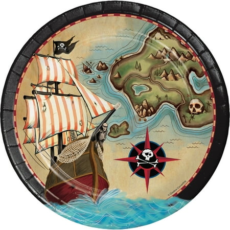 Pirates Map 9 inch Round Dinner Plates/Case of 96