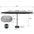 thumbnail image 5 of Petyee 15 x 9 ft Double-Sided Patio Umbrella with Base, Crank Lift, Steel Frame, Gray, 5 of 10