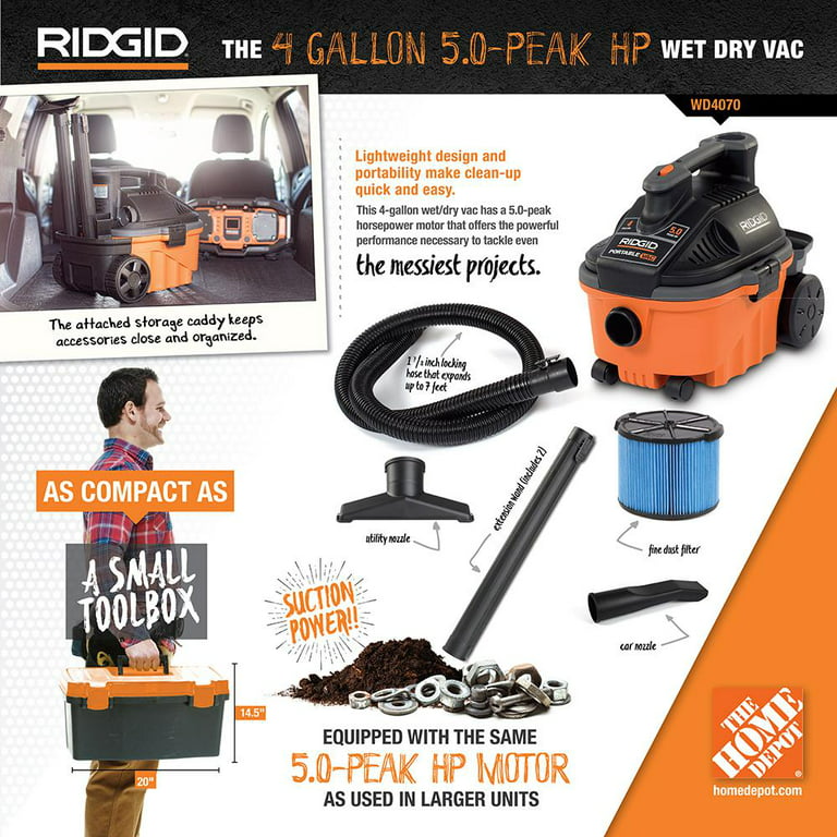  RIDGID Wet Dry Vacuums VAC4000 Powerful and Portable