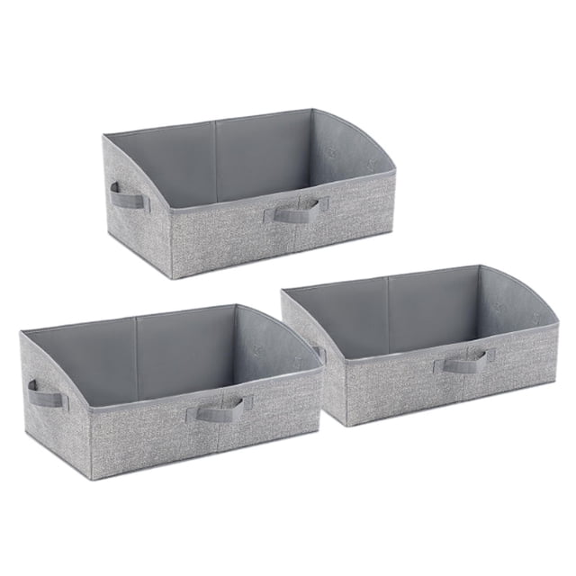 3x contenedores de almacenamiento de ropa plegables, cestas de almacenamiento plegables con asas, cajas de almacenamiento de ropa para juguetes del Gris