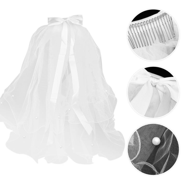 Bencailor 5 Pcs White Little Girls Jewelry Bow Gloves Lace Veils with Hair  Comb Set Faux Pearl Necklace Bracelet Earrings First Communion Veil Wedding  Hair Accessories for Kids Children - Yahoo Shopping