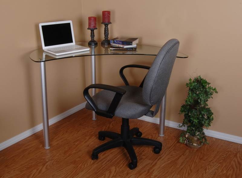 Clear Glass Corner Computer Desk