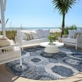 thumbnail image 5 of HomeRoots 626100 8 ft. Blue & Ivory Medallion Washable Transitional Indoor & Outdoor Round Area Rug, 5 of 9