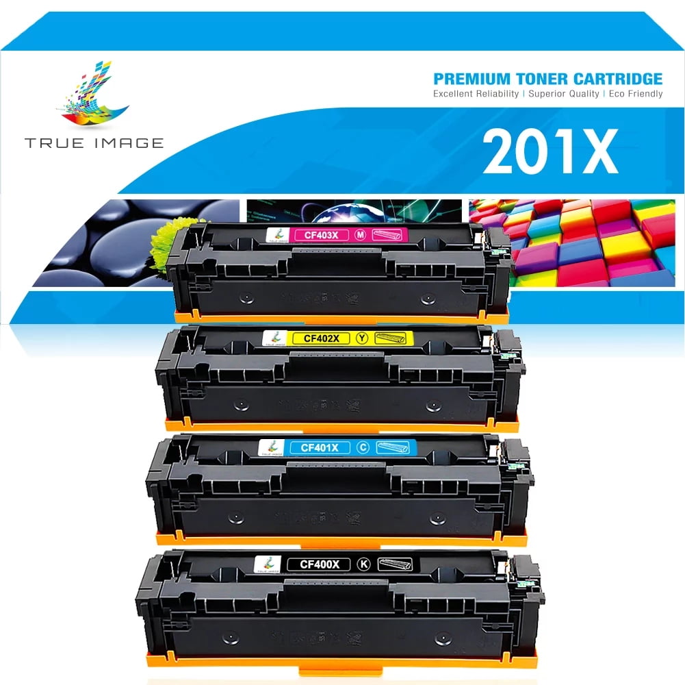 TRUE IMAGE Compatible Toner Cartridge for HP 201X CF400X CF400A M277dw M252dw Color Pro MFP M277dw M252dw M277c6 M252 Printer Ink (Black Cyan Yellow 4-Pack) -