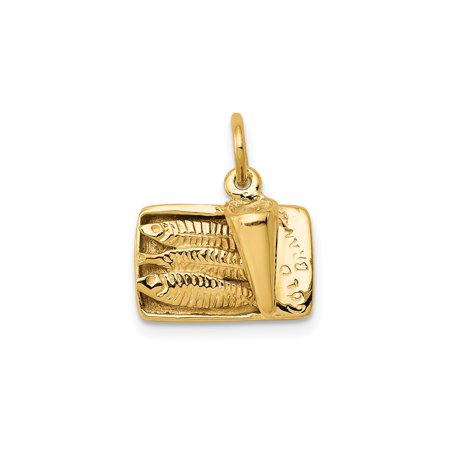14k Yellow Gold Sardine Can Pendant with Rolled Lid, Nautical Fish Charm Jewelry for Women or Unisex, Ocean Life Collectible for Necklace or Bracelet