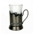 thumbnail image 5 of Combination of 6 European "Graneniy" Square Faceted Drinking Tea Glasses W/metal Glass Holders "Podstakannik" for Hot or Cold Liquids, 5 of 6