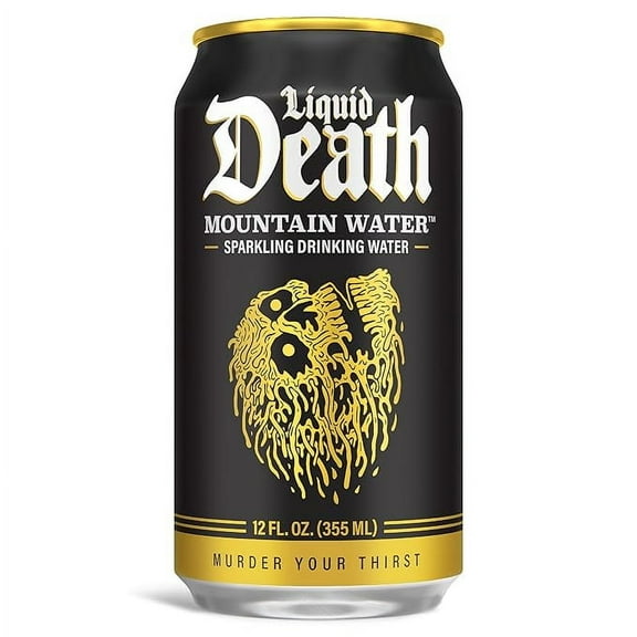 Liquid Death, Sparkling Mountain Water, 12-Pack (12oz Cans), Real Mountain Source, 100% American Made