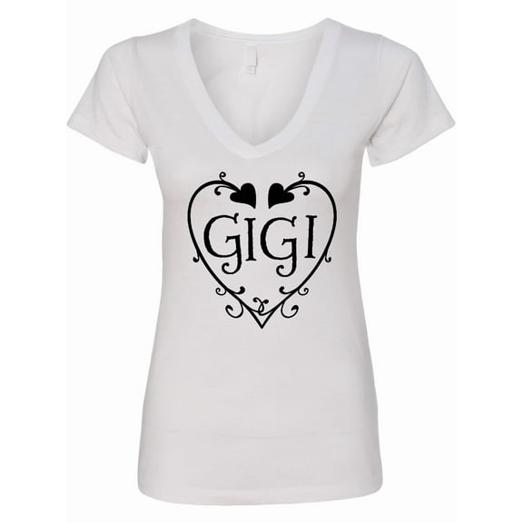 Inktastic Gigi with Hearts and Swirls Women's V-Neck T-Shirt