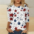 thumbnail image 2 of Xdegoge Clothes for Women Clearance 4th of July Shirts Women Crewneck Women's 3/4 Sleeve Blouse USA Shirt Graphic Tees Oversized Summer Tops Plus Size Clothes Summer Camisa De Rayas Para Mujer, 2 of 5