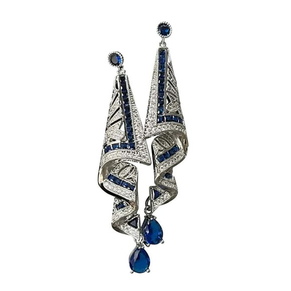 Hearth & Gear Design Jewelry Design Retro Satin Style Earrings High End Blue Green Gemstone Decorative Temperament Earrings Women Jewelry Earrings Earring Packs Earring Hoop Bridal Earrings Statement