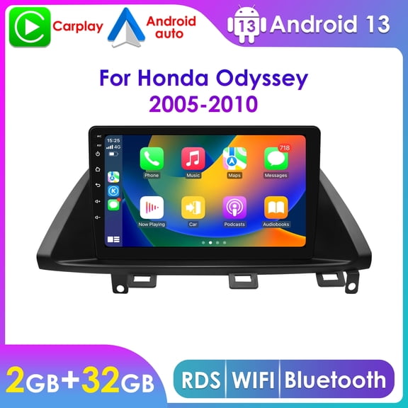 Apple CarPlay Android 13 Bluetooth 2 32GB Wifi AUX Car Stereo Radio Head Unit GPS Navigation Player For Honda Odyssey 2005 2006 2007 2008 2009 2010