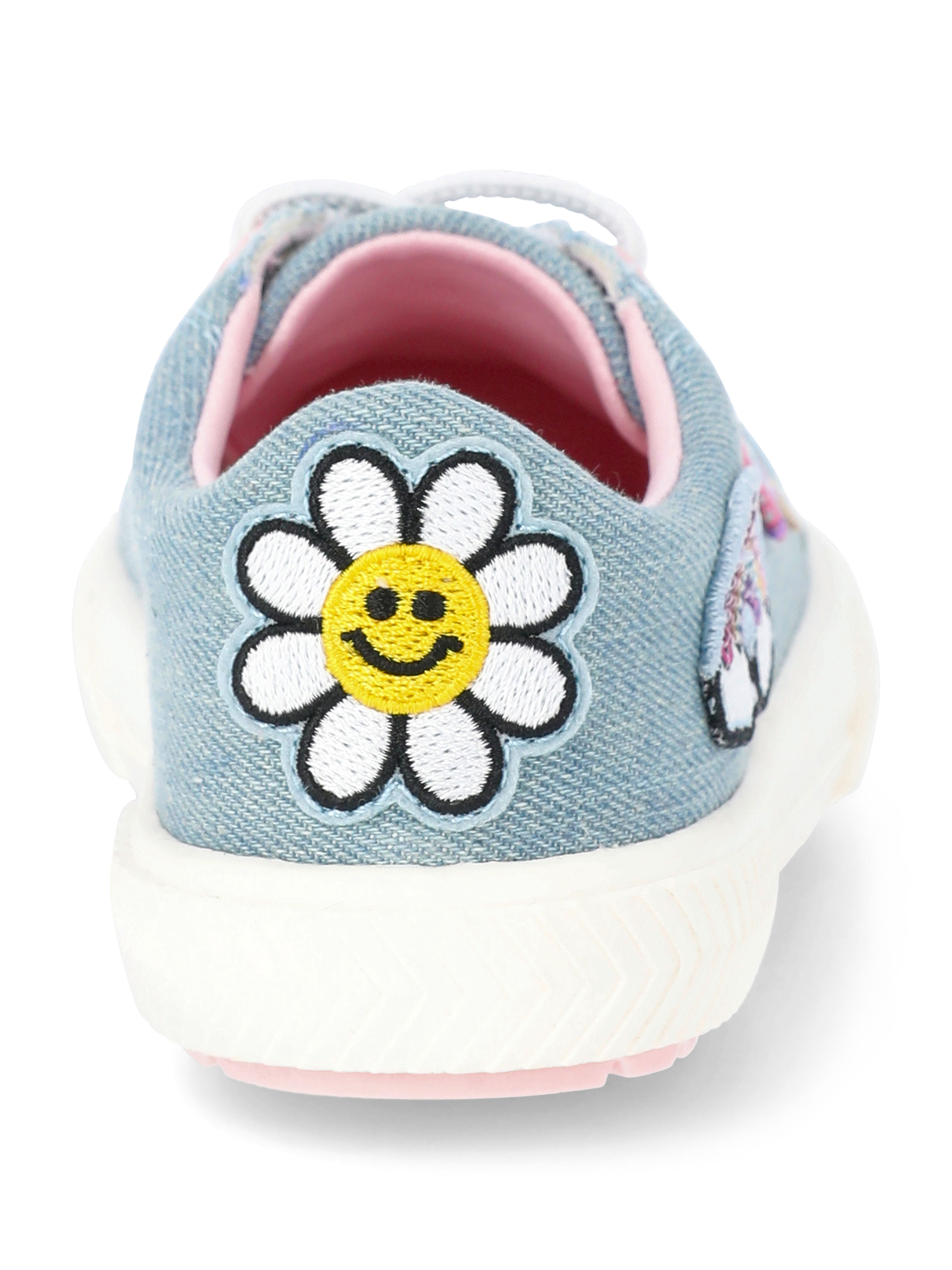 Wonder Nation Toddler Girls Denim Low Court Sneakers with Patches