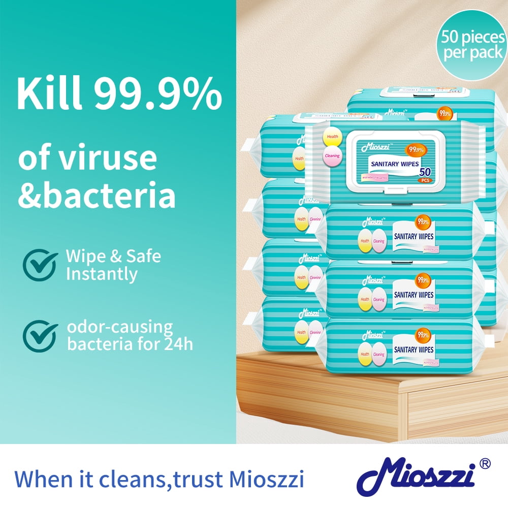Mioszzi Unscented Non-Alcohol All-Purpose Sanitary Wipes, 12 Packs 600 Total Wipes