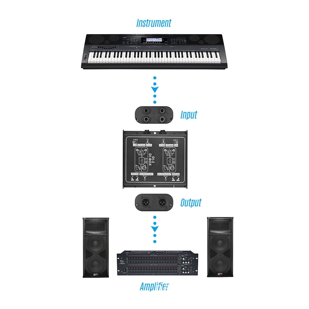 Professional DIRECT BOX Dual-Channel Passive DI-Box Direct Injection Audio Box Balanced & Unbalance Signal Converter