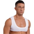 thumbnail image 5 of Camiseta sin mangas para hombre, camiseta sin mangas de Color sólido, chaleco Sexy con músculos que muestran el cuello redondo bajo, Top corto para club nocturno, culturismo y Fitness, 5 of 5