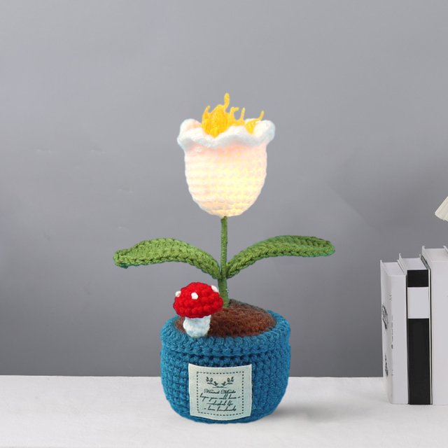 Teissuly Unique Knitted Decorative Potted Plants, Car Decoration, Crocheted Plants And Potted Plants Artificial Knitted Home Decoration Office Artificial Desk Plants Teissuly WER202311273603