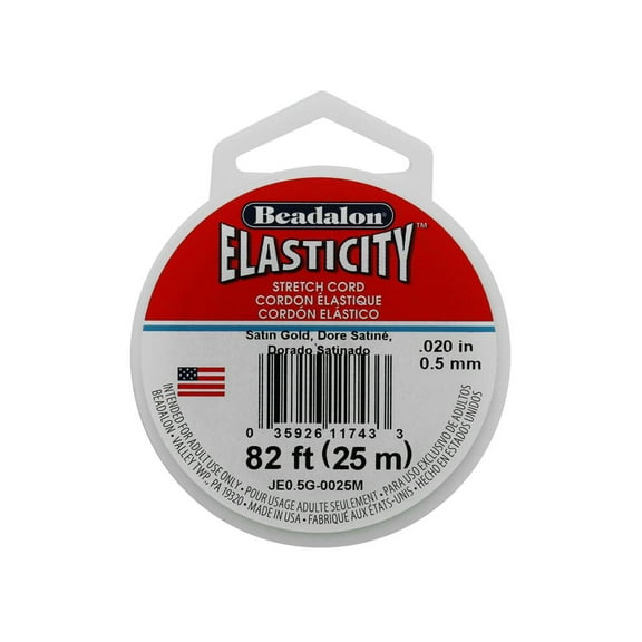 Beadalon Elasticity Pkg .5mm Satin Gold 25M