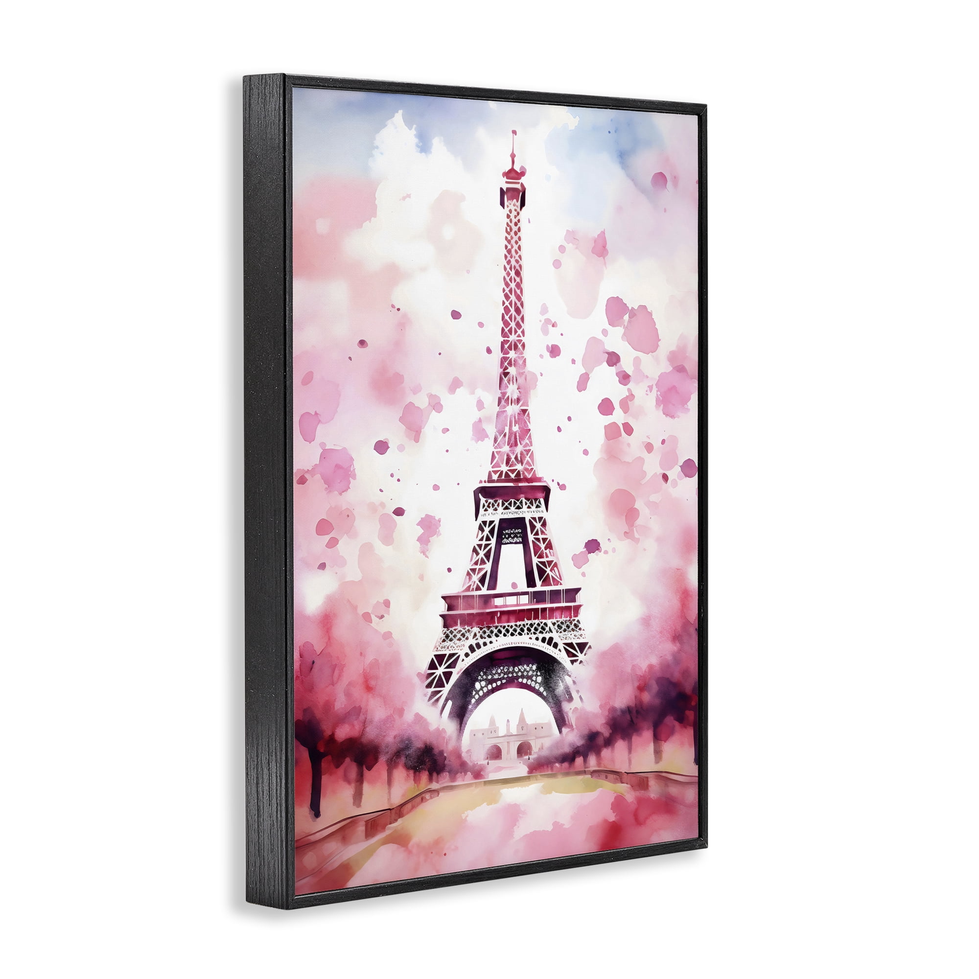 Stupell Industries Blush Watercolor Eiffel Tower Black Framed Giclee Art, design by Creative Studio