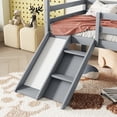 thumbnail image 6 of Leumius Twin Low Loft House Bed with Slide, Ladder, Safety Guardrails, House Roof Frame for Boys Girls Grey, 6 of 9