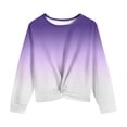 thumbnail image 6 of Girls Casual Twist Front Lightweight Sweatshirt Tie Dye Printed Long Sleeve Crop Tops Pullover Blouse Purple 10-11 Years, 6 of 7