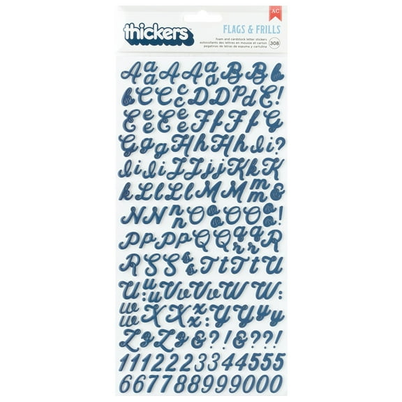 American Crafts Flags And Frills Thickers Stickers 308/Pkg-Puffy Alpha