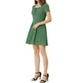 thumbnail image 4 of INSPIRE CHIC Robe de Bal Ligne A à Encolure Carrée Imprimée à Manches Courtes pour Femme P Vert-Cœur, 4 of 7