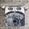 thumbnail image 3 of Ambesonne Compass Quilted Bedspread Set 3 Pcs, Sea Navigation Big Wave, Queen Size, Night Blue White, 3 of 3