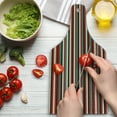 thumbnail image 3 of Striped Cutting Board, Vintage Retro Pattern Geometric 60's Style Red Black Teal and Beige Colored Print, Tempered Glass Cutting and Serving Board, Wine Bottle Shape, Multicolor, by Ambesonne, 3 of 5